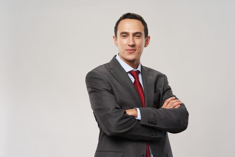 Man business suit emotions on different backgrounds
